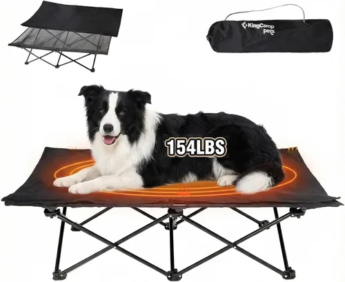 KingCamp Cama elevada para perros para perros grandes, cama de mascotas elevada y fresca para exteriores con malla lavable y transpirable y pies