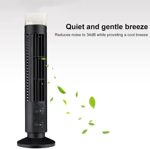 Miniatura 2 de Ventilador de torre sin aspas, ventilador de escritorio vertical USB para estudiantes, oficina en casa, ventiladores de torre (negro)