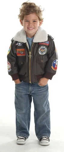 Miniatura 4 de Up and Away Chaqueta bomber A-2 de peso medio para niños en marrón con nueve parches, Marrón