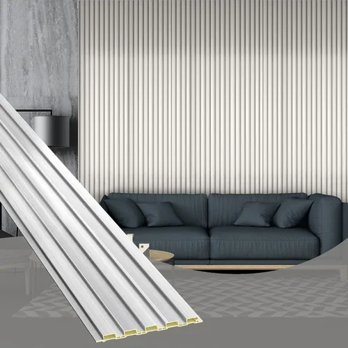 Miniatura 40 de OUZUGIE WPC Paneles de Pared de Rejilla Acústica, Paquete de 8 Paneles de Pared 3D de 114 x 6 Pulgadas para Decoración de Paredes Interiores, Sala