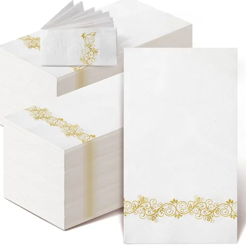 Yinder Paquete de 200 toallas de mano desechables, servilletas de baño, toallas decorativas para invitados, toallas de papel suaves y absorbentes,