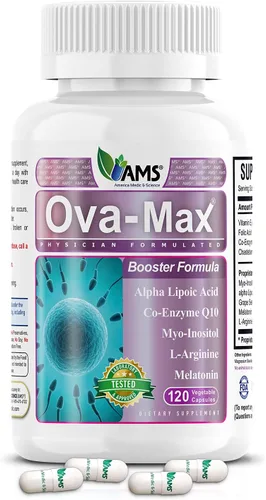 America Medic & Science Vitaminas prenatales OVA-Max para mujeres (120 cápsulas) aumentan la fertilidad y la ovulación | Ayuda para el embarazo y