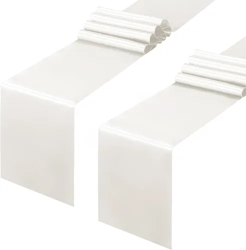 Miniatura 14 de Horbaunal - Juego de 12 caminos de mesa de satén azul claro de 12 x 108 pulgadas, caminos de mesa suaves para bodas, banquetes, fiestas de cumpleaños