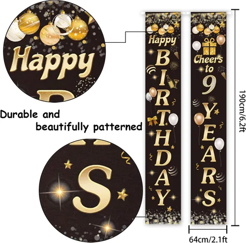 Miniatura 2 de Cartel de Feliz cumpleaños para la puerta, color negro