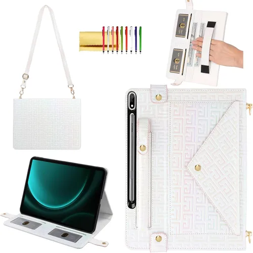 Miniatura 51 de Bolso Funda para Samsung Galaxy Tab S10 FE/S9 FE 10.9"/S9/S8/S7 11", Techcircle Folio con Soporte Cruzado, Billetera con Ranura para Lápiz S Pen
