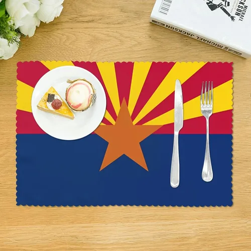 Miniatura 3 de Rectangular Placemats Set of 4, Heat Resistant Arizona Flag Printed Kitchen Dining Table Mats