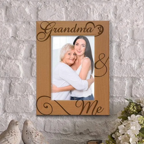 Miniatura 5 de KATE POSH Marco de fotos de madera natural grabado con texto en inglés «Grandma and Me», «I Love You Grandma», Grandparent's Day, Best Grandma Ever