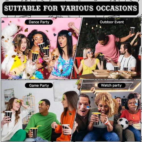 Miniatura 5 de Paquete de 50 vasos de plástico negros de 16 onzas, suministros para fiestas, copas de celebración de primavera de Pascua, vasos desechables