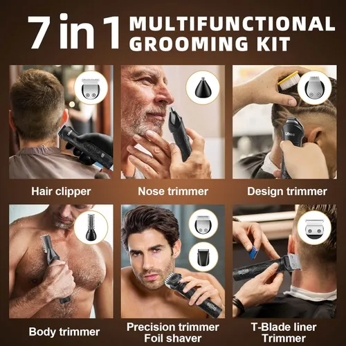 Miniatura 3 de Ufree Recortadora de barba para hombres, afeitadoras eléctricas, cortadora de pelo inalámbrica, kit de aseo de barba 7 en 1 para bigote, cuerpo