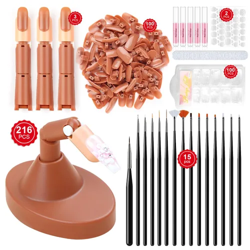 Miniatura 10 de Saviland Mano de práctica para uñas acrílicas, manos falsas móviles flexibles, kit de mano de entrenamiento de manicura para principiantes, mano