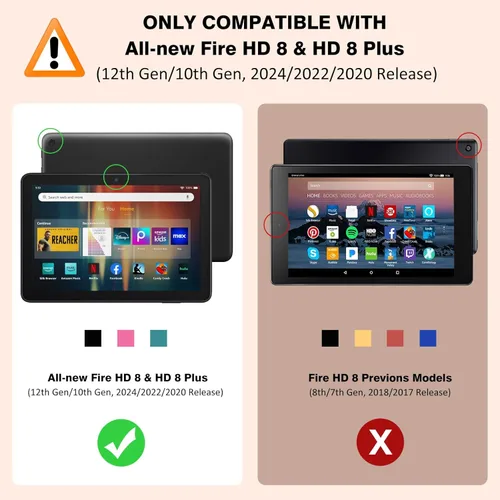 Miniatura 2 de MoKo Funda para tablet Amazon Kindle Fire HD 8 y 8 Plus (12ª generación/10ª generación, versión 2024/2022/2020) de 8 pulgadas, cubierta de soporte