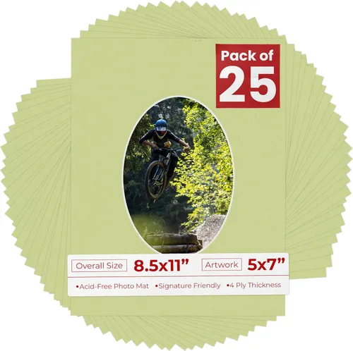 Miniatura 58 de Tapete de 8.5 x 11 pulgadas con corte biselado para fotos de 5 x 7 pulgadas, diseño ovalado, color azul bebé, sin ácidos, mate para proteger tus
