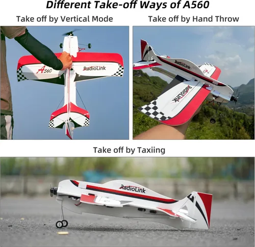 Miniatura 4 de Radiolink A560 Plug & Play (PNP) Avión 3D Radio Control 580mm de Envergadura con 6 Modos de Vuelo, Controlador de Vuelo Byme-A de 4 Canales