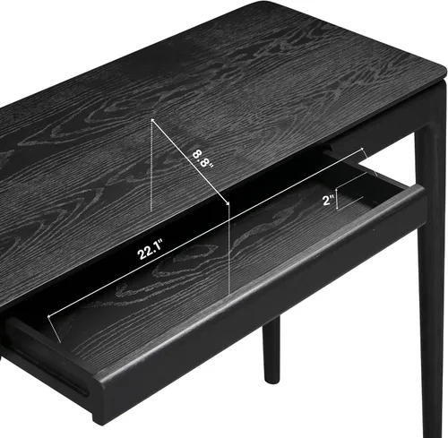 Miniatura 7 de NTC Mingle - Mesa consola de 47 pulgadas, moderna mesa de entrada de madera maciza con cajón oculto, impermeable y resistente al calor, mesa Negro