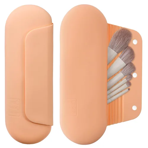 Miniatura 18 de AGIKET Soporte de silicona para brochas de maquillaje, bolsa de cosméticos de viaje: soporte suave y portátil para brochas cosméticas faciales