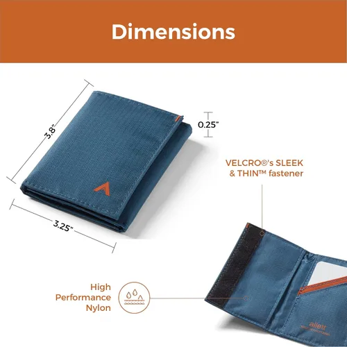 Miniatura 4 de Allett Cartera triple Nailon, bloqueo RFID Delgada, minimalista, resistente al agua, delgada, bolsillo frontal Capacidad para 2 12 tarjetas