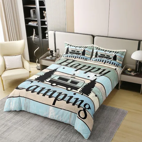 Miniatura 2 de Camper - Ropa de cama de campamento con cremallera de tamaño individual para niños, estilo rústico, estilo granja, 100% algodón, accesorios
