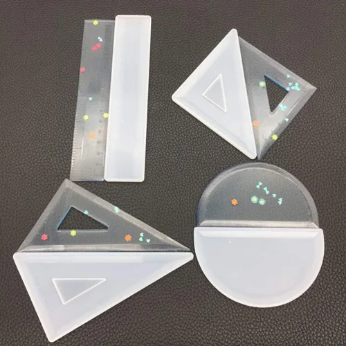 Miniatura 3 de Plantillas para tartas, 4 moldes de regla de resina de silicona, triangular, cuadrados, de cristal, epoxi, para manualidades, manualidades, jabón