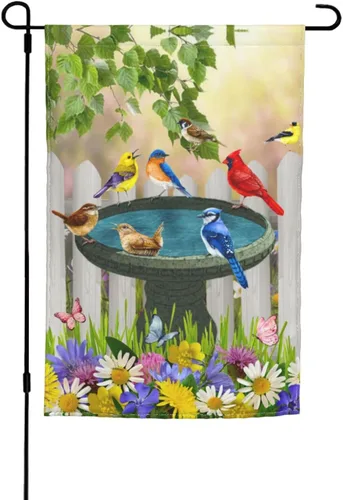 Miniatura 16 de Bandera Hello Spring de jardín de Bernese Mountain Dog de 12 x 18 pulgadas de doble cara vertical pequeña para decoración de exterior de vacaciones