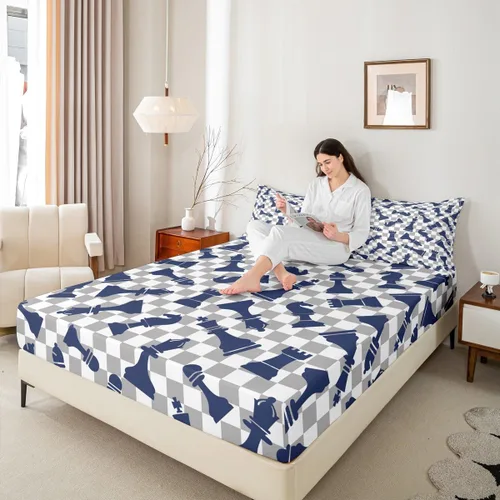 Miniatura 7 de Erosebridal Juego de sábanas de ajedrez internacional, tamaño individual, juego de ropa de cama de ajedrez para niños, adolescentes y adultos, juego