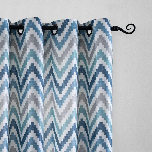 Miniatura 2 de Melodieux - Cortinas con ojales para ventana estilo Chevron para sala de estar, 52 x 96 pulgadas, color azul (1 panel)