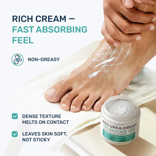 Miniatura 5 de Crema de urea 40 por ciento para pies de máxima fuerza, crema de urea para pies y removedor de callos, crema exfoliante para talones con ácido