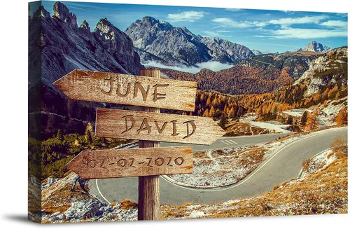 Miniatura 19 de Bosque Otoñal Foto o Impresiones en Lienzo Personalizadas Únicas con Nombres de la Pareja y Fecha Especial en Letrero, Regalo Perfecto
