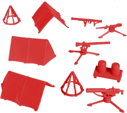 BMC Classic - Juego de accesorios de plástico para hombre, 10 unidades de campamento militar, fabricado en EE. UU Rojo
