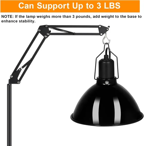 Miniatura 4 de Soporte para Lámpara de Reptiles Soporte de Luz para Reptiles (15.7 pulgadas a 74.3 pulgadas) con Brazo Oscilante Ajustable de 360°, Soporte