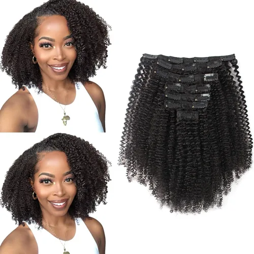 Miniatura 17 de ABH AMAZINGBEAUTY HAIR Extensiones de cabello humano real con clip, 4A 4B, rizado con clip, 4.23 oz, 7 piezas, 17 clips, 4.23 oz, color negro #1B