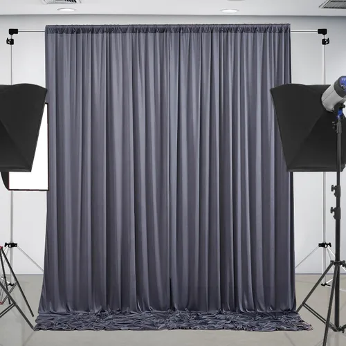 Miniatura 10 de Cortinas de telón de fondo blanco de 30 pies x 8 pies para fiestas de boda, 6 paneles de 5 pies x 8 pies, cortinas de fotografía de poliéster sin