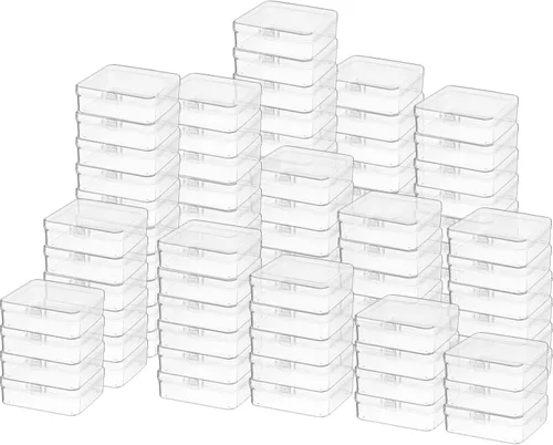 Miniatura 15 de SATINIOR 100 Piezas Cajas de Almacenamiento de Perlas de Plástico Transparente Cajas Pequeñas Claras con Tapa con Bisagras Estuche de Plástico