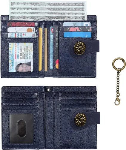Miniatura 3 de Travelambo Rfid Wallet - Cartera de cuero para mujer, Azul profundo, Moda