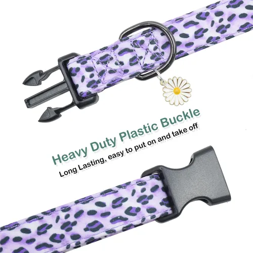 Miniatura 2 de Lindo collar de algodón para perro, patrones de flores, collares suaves y ajustables para cachorros, para hembras, perros pequeños, medianos