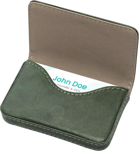 Miniatura 6 de Cartera con bloqueo RFID - Tarjetero minimalista de cuero para negocios, 12-verde, Pequeña, Slim