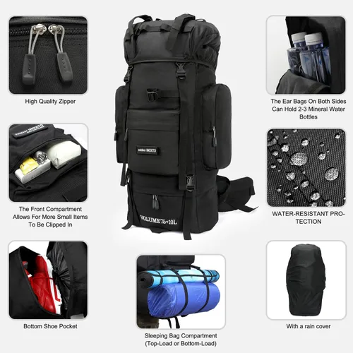 Miniatura 4 de IX INOXTO 85L Lightweight Internal Frame Hiking Backpack for Men Women, Waterproof Travel Camping Backpack with Rain Cover