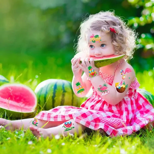 Miniatura 6 de HOWAF 96 tatuajes temporales de flamenco de verano para niños, suministros de fiesta de flamenco, tatuajes para niñas, decoraciones de fiesta