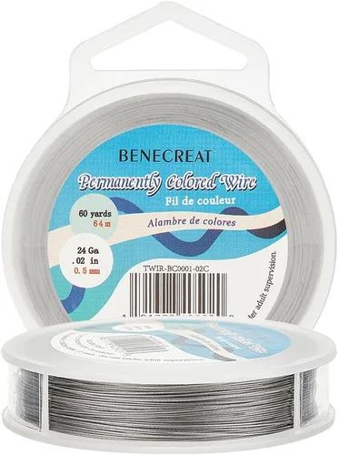 Miniatura 12 de BENECREAT 98 pies 0.02 pulgadas (0.5mm) alambre de cuentas de 7 hebras negro alambre de acero inoxidable recubierto de nailon para collar, pulsera