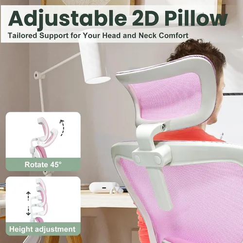 Miniatura 8 de Silla de oficina ergonómica - Silla de oficina de malla de 350LB con lumbar ajustable, silla de escritorio de computadora de respaldo alto