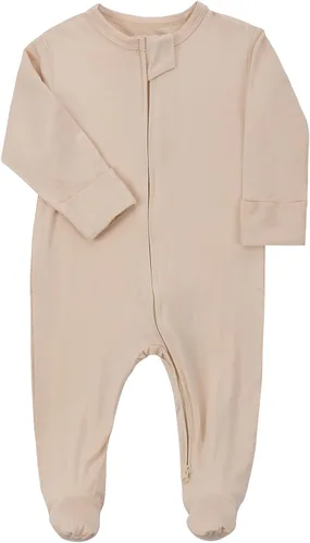 Miniatura 2 de Aablexema Pijama con cremallera para bebé, rayón de bambú, 3 piezas, unisex, con manopla, manga larga, pies