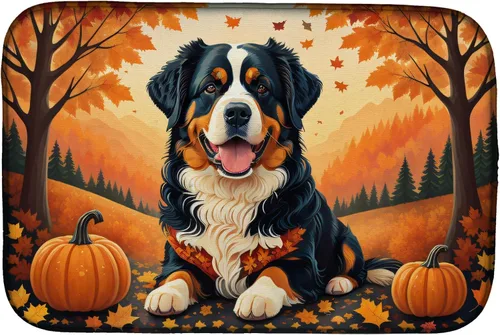 Miniatura 22 de Caroline's Treasures DAC1042DDM Tapete de secado de platos de otoño con perro salchicha absorbente para secar platos para encimera de cocina, tapete