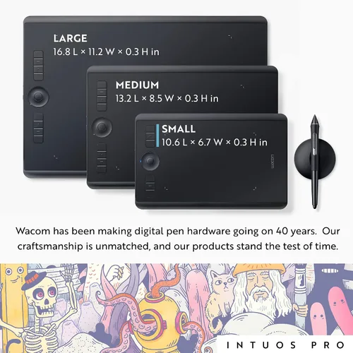 Miniatura 6 de Wacom Intuos Pro - Tableta de dibujo, pequeña tableta gráfica inalámbrica de arte de 10.6 x 6.7 pulgadas con Pro Pen 2 y anillo táctil, almohadilla