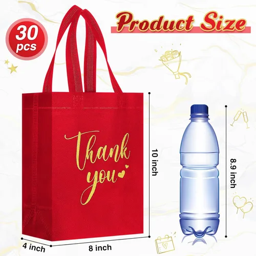 Miniatura 3 de Sweetude 30 Bolsas de Regalo de Agradecimiento con Asas al Por Mayor Reutilizables Bolsa de Dulces No Tejida Plegable Bolso de Mano para Regalos