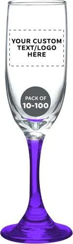 Miniatura 8 de DISCOUNT PROMOS Premiere - Juego de 10 copas de champán de 6.25 onzas, paquete a granel, elegantes vasos para bodas, eventos y regalos Blanco - Azul