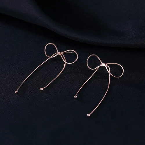 Miniatura 5 de Reffeer Solid 925 Sterling Silver Bow Drop Earrings Dangle for Women Teens Bowknot Dangle Earrings Studs