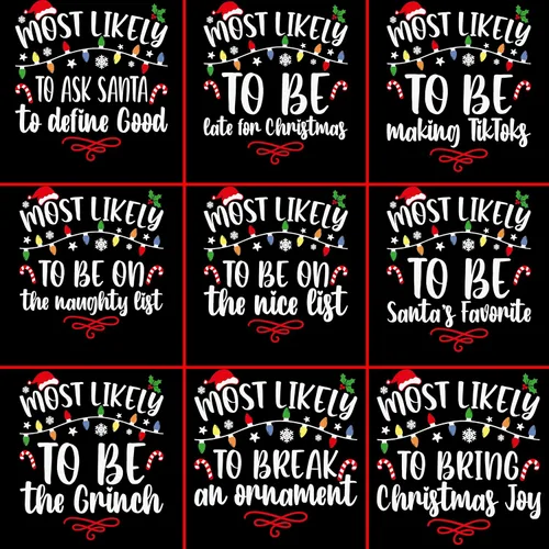 Miniatura 3 de Most Likely To Christmas Shirts For Family 50 Quotes Family Matching Christmas Shirts Funny Christmas T-Shirts Custom Text Personalized Tees for