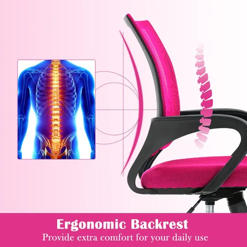 Miniatura 4 de Silla de escritorio ergonómica, silla de oficina de malla para computadora con soporte lumbar y reposabrazos, silla de trabajo ajustable