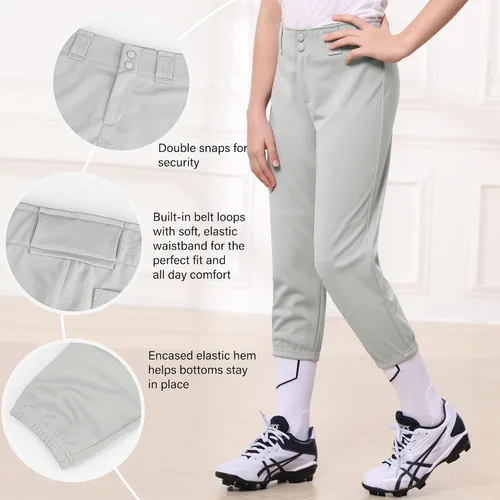 Miniatura 5 de Stelle Pantalones de sóftbol para niñas, pantalones de béisbol para niños