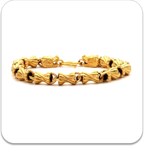 Miniatura 3 de Pulsera chapada en oro de 18 quilates con cabeza de dragón, pulsera de eslabones de chorro de arena, Metal, Sin gemas.