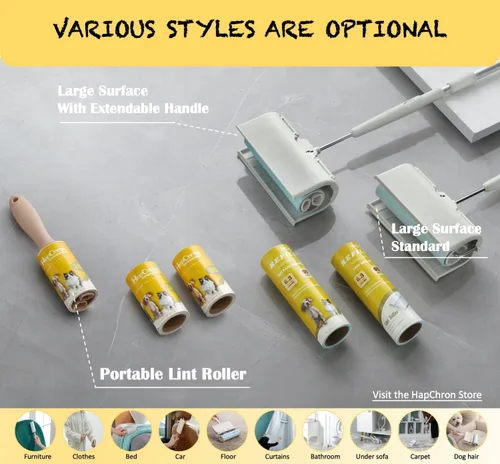 Miniatura 9 de Rodillo de pelusa de superficie grande extra adhesivo con mango largo extensible a prueba de polvo, 6.3 pulgadas más ancho, 240 hojas, rodillos
